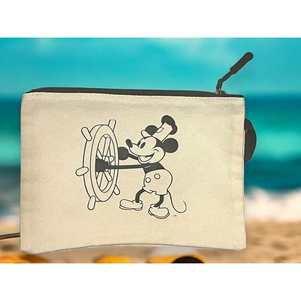 Disney Mickey Mouse Steamboat Willie Pencil Makeup Cosmetic Case Bag Pouch New